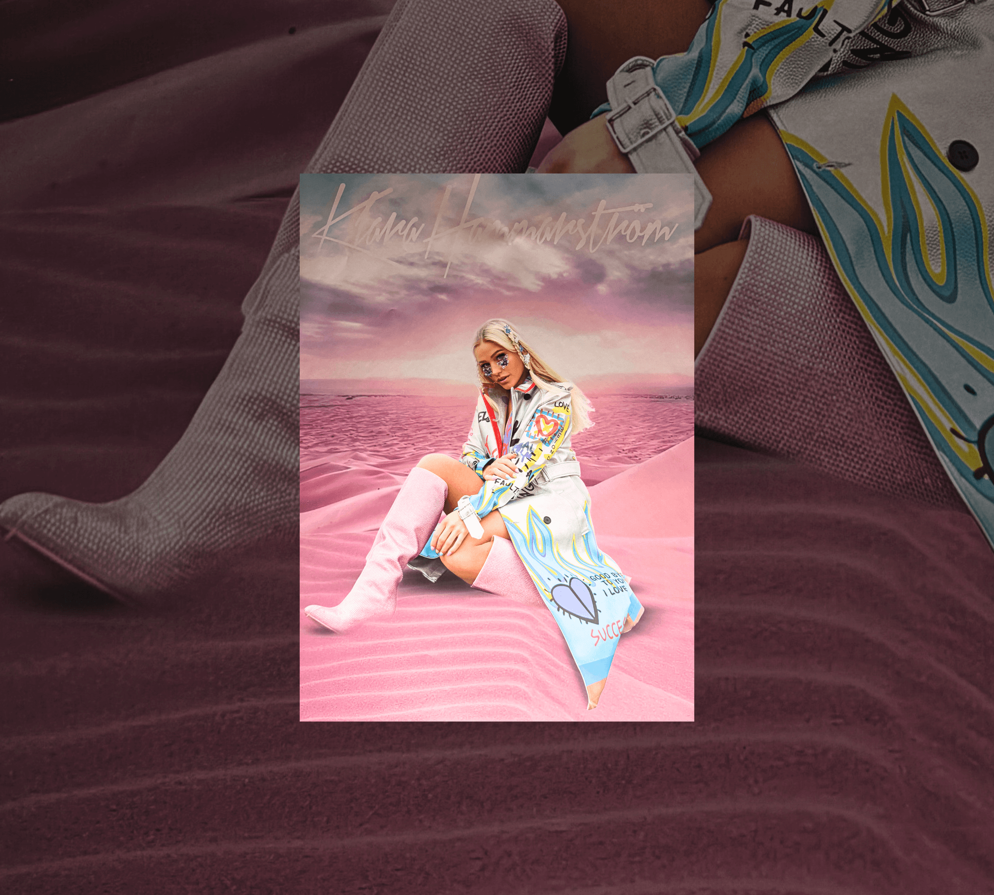 Vibrant Klara Hammarström "Everytime We Touch" Poster with a Pink Desert Aesthetic